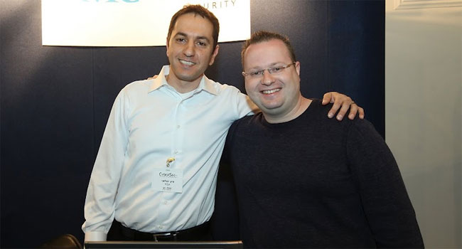 מימין: איגור סלע, מהנדס תשתיות אבטחת מידע, בנק ירושלים; ציון זטלאוי, מנהל קדם מכירות אזורי, ישראל, יוון וקפריסין, RSA