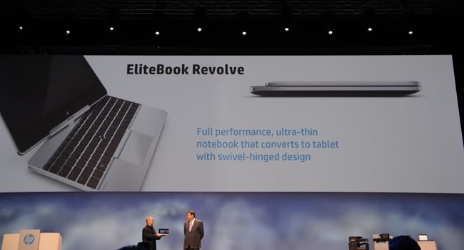 EliteBook Revolve מוכרז ומוצג על הבמה כקונוורטיבל דק גזרה ועתיר ביצועים, כמו שארגונים אוהבים. צילום: פלי הנמר