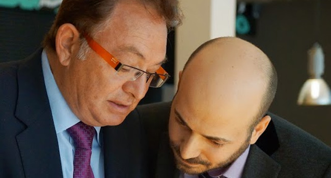 מימין: ברק זהבי, מנכ"ל Bemule, ביחד עם Christoph Flohr - דירקטור ב-BTS Software הגרמנית