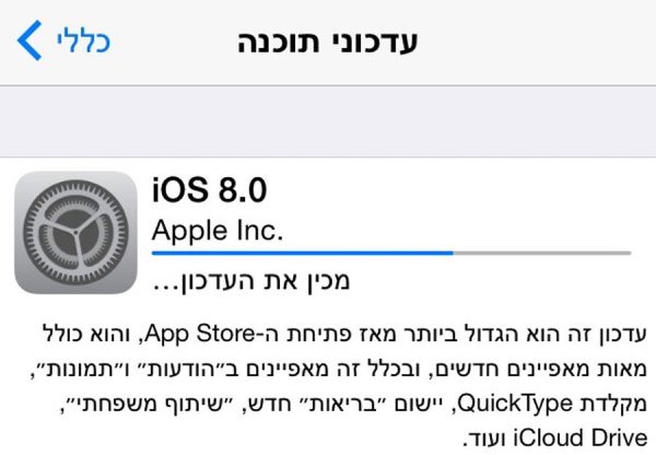 ניתנת להורדה. iOS 8