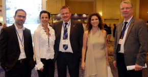 מימין: פרופ' כריסטוף מיינהל, מנכ"ל מכון האסו פלטנר; אורנה קליינמן, מנכ"לית מעבדות סאפ בישראל; מטיאס גראם, סאפ העולמית; סתוית נבון, מנכ"לית סאפ ישראל; וערן רוז