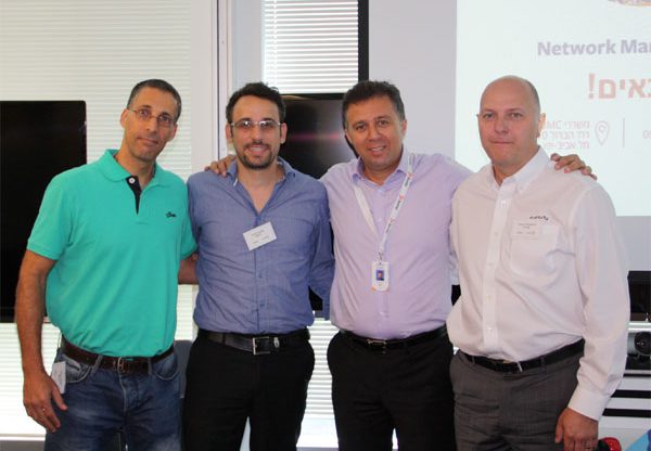 מימין: טרוור הייוורד, יועץ בכיר לניהול רשתות ומערכות באזור EMEA ב-Entuity; יורם אלול, מנהל אזורי ב-BMC; שי עובדיה, מנהל טכנולוגיות ראשי ומנהל מרכז התמחות IT Operations & ITSM במטריקס; וארז פרנקל, מנהל פריסייל מוצרי BMC במטריקס