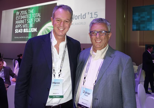 משמאל: מרקו קומאסרי, מנכ"ל ונשיא CA לאזור EMEA, וזוהר פרל, מנהל פעילות CA בישראל ב-NessPRO. צילום: פלי הנמר