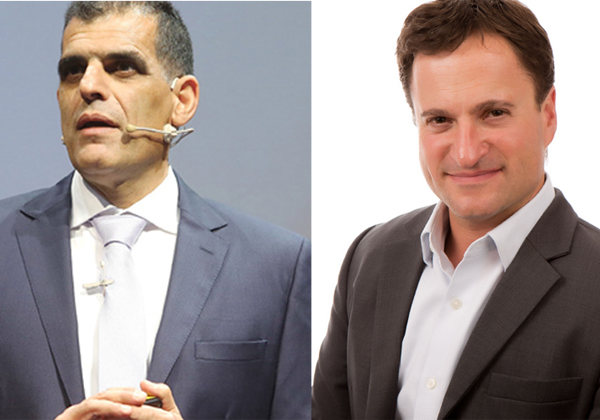 מימין: אורן שגיא, מנכ"ל סיסקו ישראל ואלון בן צור, מנכ"ל בינת תקשורת
