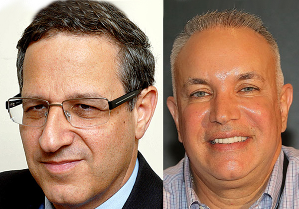 מי יחליפו אותם? מימין: דן ירושלמי ואמנון בק, המנמ"רים הפורשים של בנק לאומי וקבוצת הבינלאומי, בהתאמה. צילומים: קובי קנטור ותמר מצפי