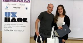 נציגי הזוכים במקומות הראשון והשני בהאקתון. צילום: מיה מאירי טל