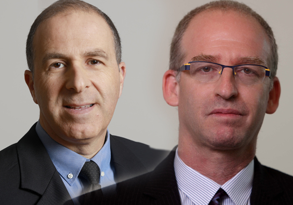 בתמונה: ישראל אייבי, סמנכ"ל החטיבה העסקית בפלאפון (צילום: כפיר זיו), וחיים טייכהולץ, סמנכ"ל בחטיבת יבשה באלביט מערכות (צילום: יח"צ אלביט)