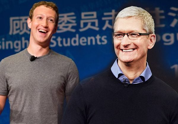 יחסי איבה. טים קוק, מנכ"ל אפל, ומארק צוקרברג, מייסד פייסבוק