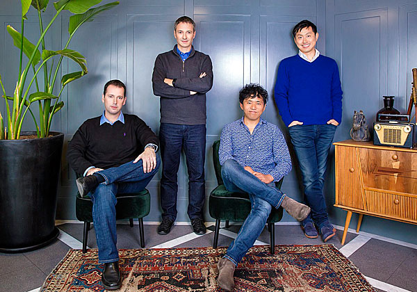 השותפים בקרן מגנטה ונצ'ר פרטנרס: מימין - אצושי מיזונו, הירושי טאקאוצ'י, אורי ישראלי ורן לויצקי צילום: ענבל מרמרי