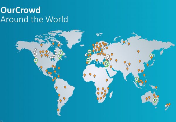 מפת פריסת הפעילות של OurCrowd בעולם. מתוך אתר החברה