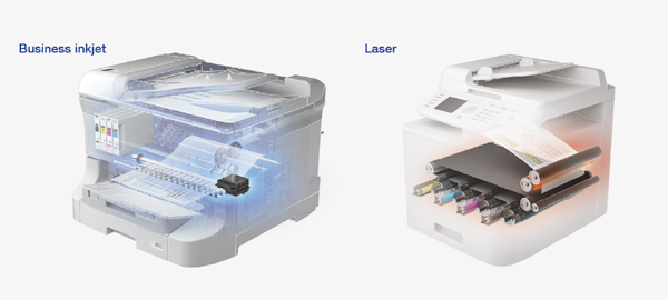 מדפסת לייזר מול מדפסת דיו. מקור: אפסון