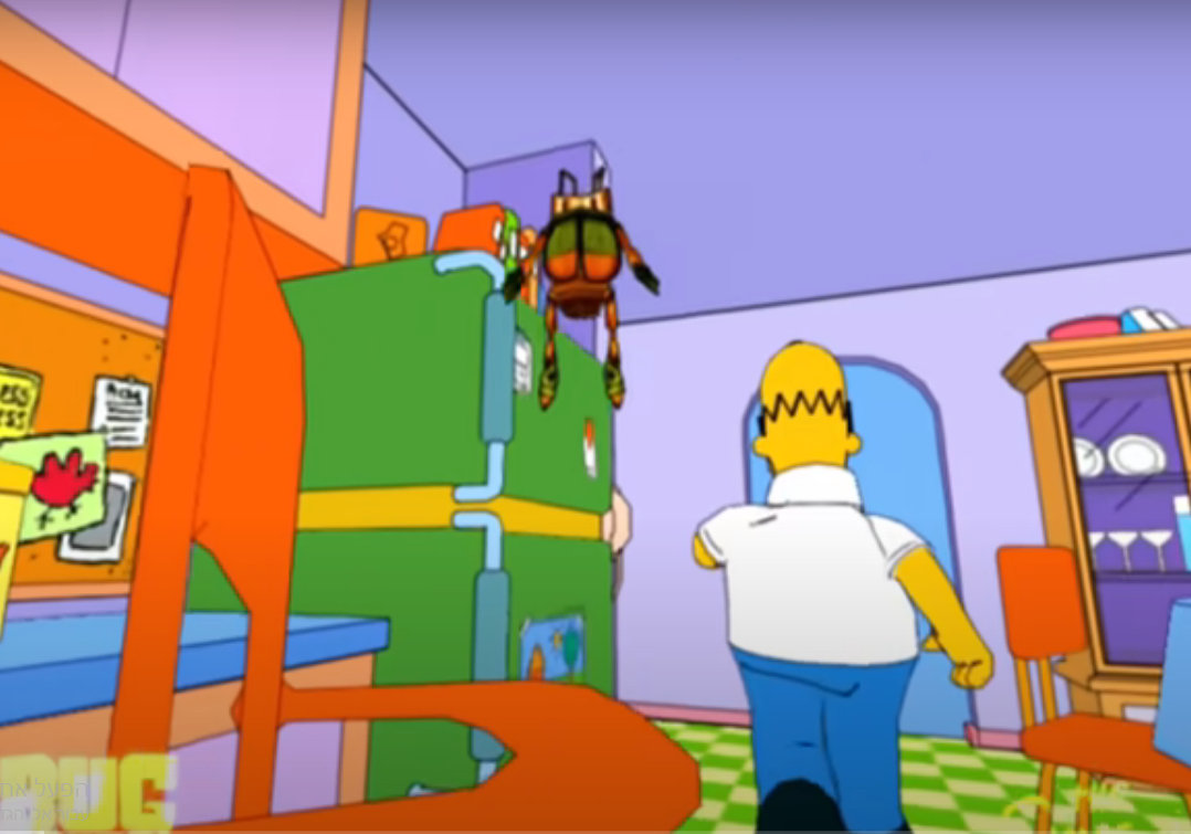 המקק והומר סימפסון. המשחק שלא הפך למוצר מוגמר. צילום מסך מיוטיוב