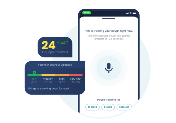 מנתחת תבניות שיעול ומספקת התראות על בעיות נשימה. Hyfe. צילום: Hyfe AI