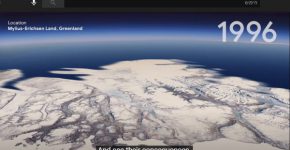 עדות להרס הכדור ב-Google-Earth. צילום מסך מהסרטון של גוגל ביוטיוב