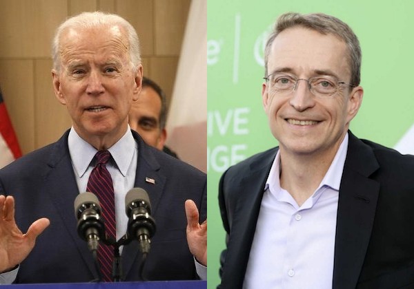 דנו במשבר השבבים. מימין, פט גלסינגר מנכ"ל אינטל. צילום: ניב קנטור. משמאל: נשיא ארה"ב, ג'ו ביידן. צילום: BigStock