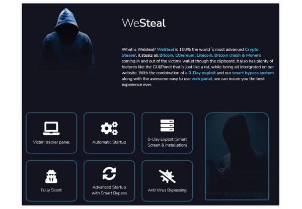 שם התוכנה WeSteal (אנו גונבים) מופיע ב"פרסומות" בדארקנט. צילום: מקור - פאלו אלטו נטוורקס