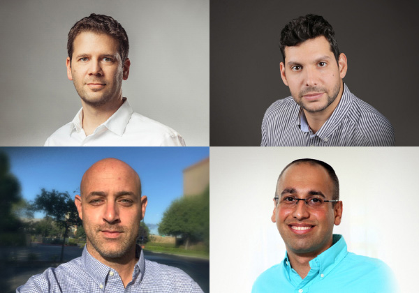 משתתפים באירוע. משמאל למעלה, בכיוון השעון: לטם גיא, בן דאלי, נמרוד אלקין, גיא נוי