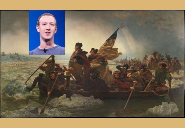 השראה מג'ורג' וושינגטון. מארק צוקרברג, מייסד פייסבוק. צילומים מעובדים מוויקיפדיה
