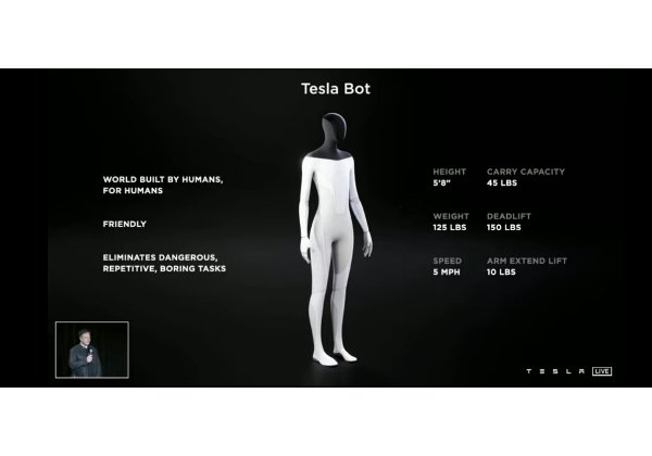 הרובוט כפי שהודגם ביום ה-AI של טסלה. צילום מסך מיוטיוב