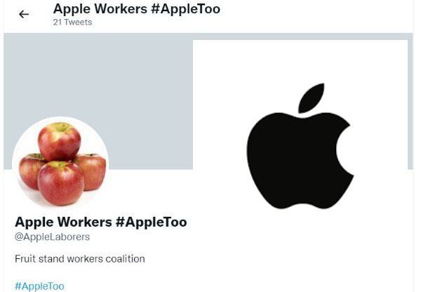 עובדי אפל השיקו את AppleToo#. צילום מסך מעובד מדף הטווטר
