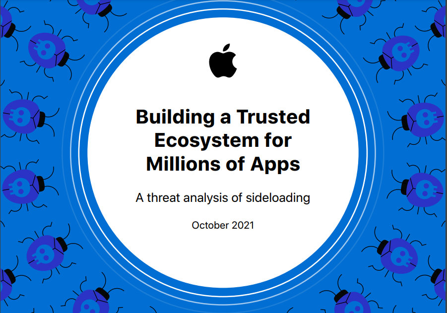 איומים רבים בהורדה ממקור צד ג'. ניתוח האיומים של אפל. צילום מסך
