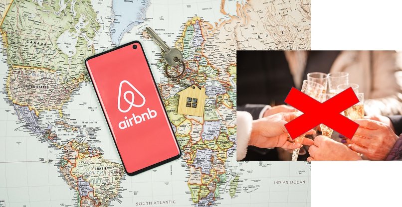 אסרה על קיום מסיבות בדירותיה. Airbnb. עיבוד ממוחשב כאילוסטרציה.