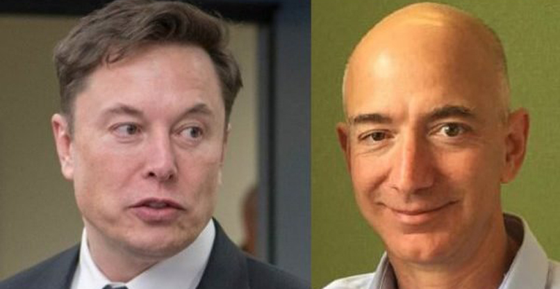 מסכימים על צורך בהצמחת האנושות. מימין: ג'ף בזוס, מייסד ויו"ר אמזון ובלו אוריג'ין, ואילון מאסק, מייסד ומנכ"ל SpaceX.