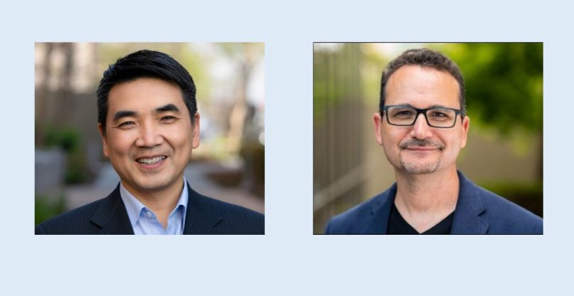 משמאל: מייסד ומנכ"ל זום, אריק ס. יואן. מימין: עודד גל, מנהל המוצר הראשי של זום.