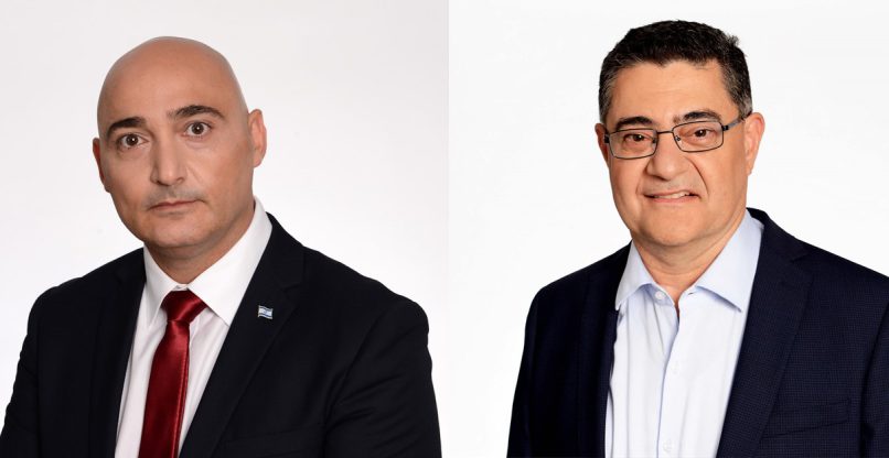 מימין לשמאל: עודד סלומי, מנהל מחלקת תשלומים וסליקה; ליאור גורג'י, מנמ"ר, בנק ישראל.