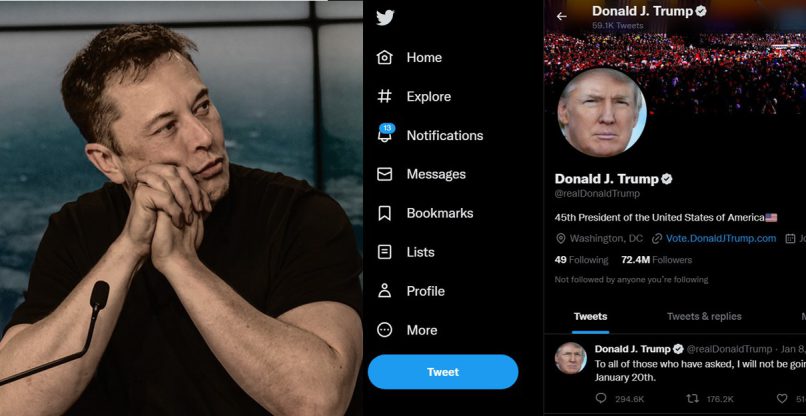 החזיר את טראמפ לטוויטר (כיום X). אילון מאסק, הבעלים והמנכ"ל של החברה. עיבוד ממוחשב.
