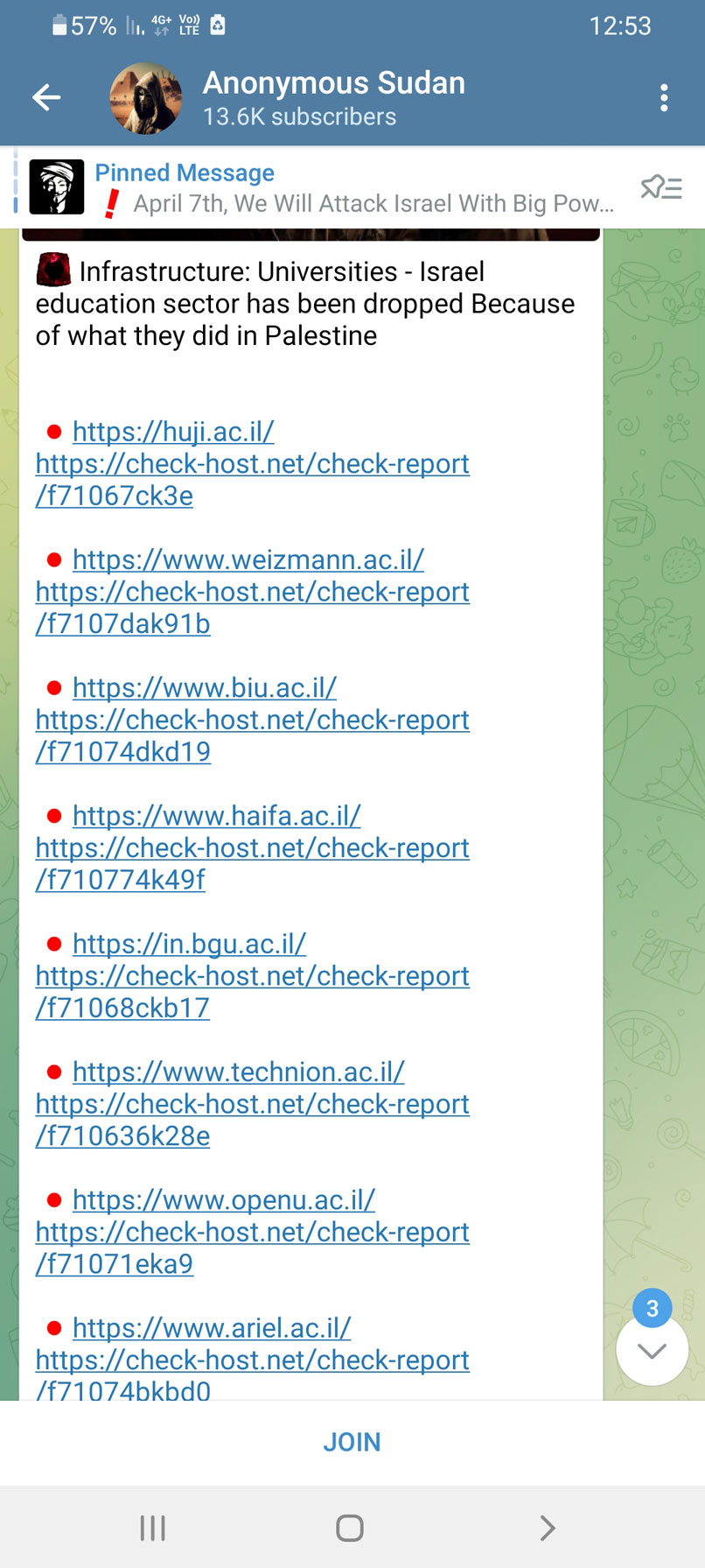 רשימת רוב האתרים שחברי הקבוצה תקפו, לדבריהם.