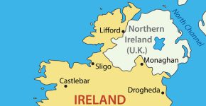 מפת צפון אירלנד.