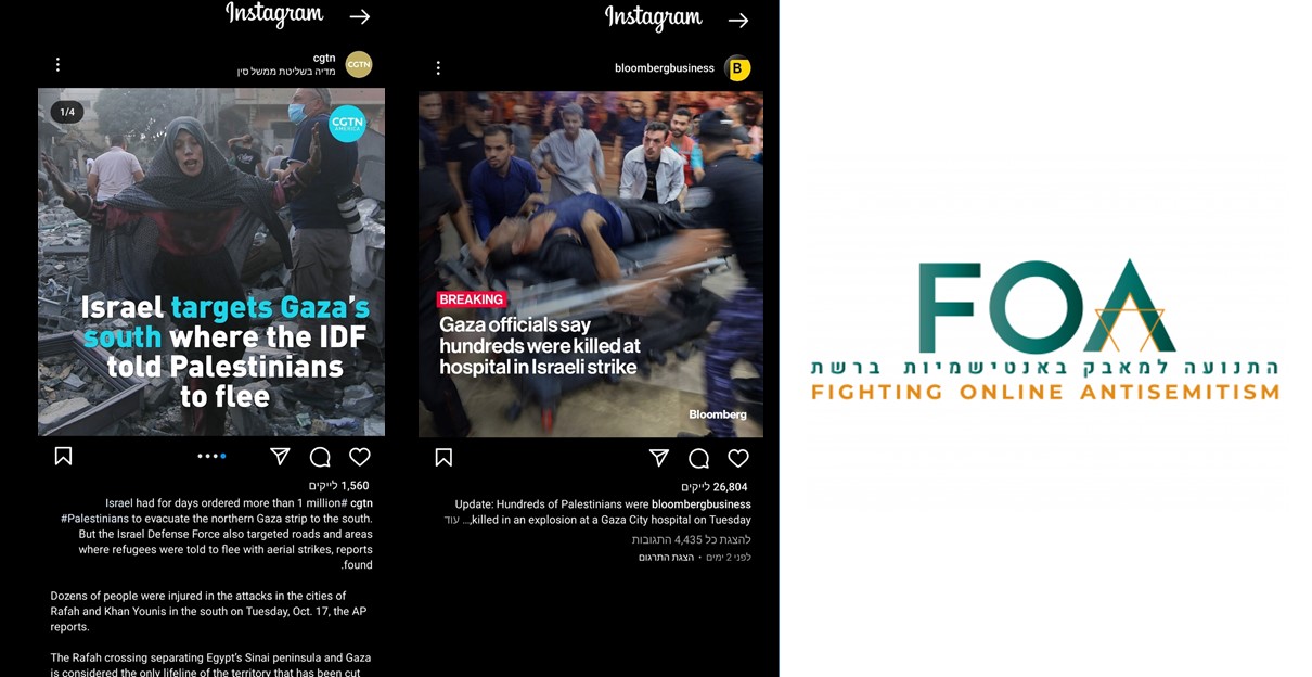 פועלת למען דיווח על תכנים אנטי ישראליים/אנטישמיים. התנועה למאבק באנטישמיות ברשת.