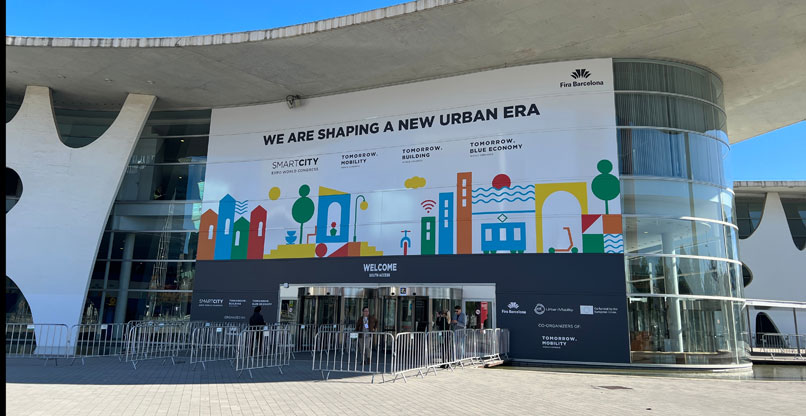 הכניסה לכנס ולתערוכת הערים החכמות Smart Cities בברצלונה, בשבוע שעבר.