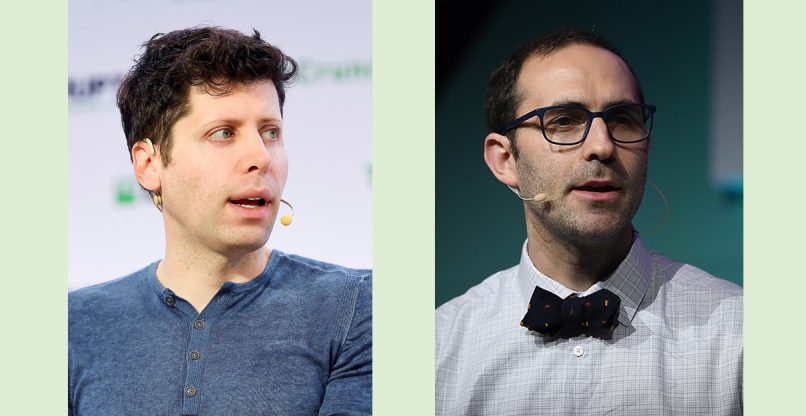 מימין לשמאל: אמט שיר, המנכ"ל החדש של OpenAI, וסם אלטמן - המנכ"ל שפוטר ושעבר למיקרוסופט.