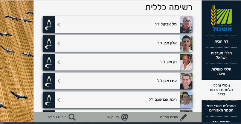 אתר גלעד לזכרם - של בני המועצה האזורית אשכול שנהרגו ונרצחו במלחמה הנוכחית.