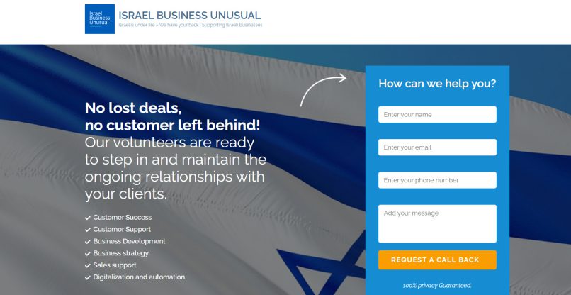 קבוצת אנשי היי-טק ישראלים מנוסים, הנמצאים בארץ ובחו"ל, שמציעה לסייע לחברות ישראליות בעסקיהן מחוץ לארץ בעיתות המלחמה. Israel Business Unusual.