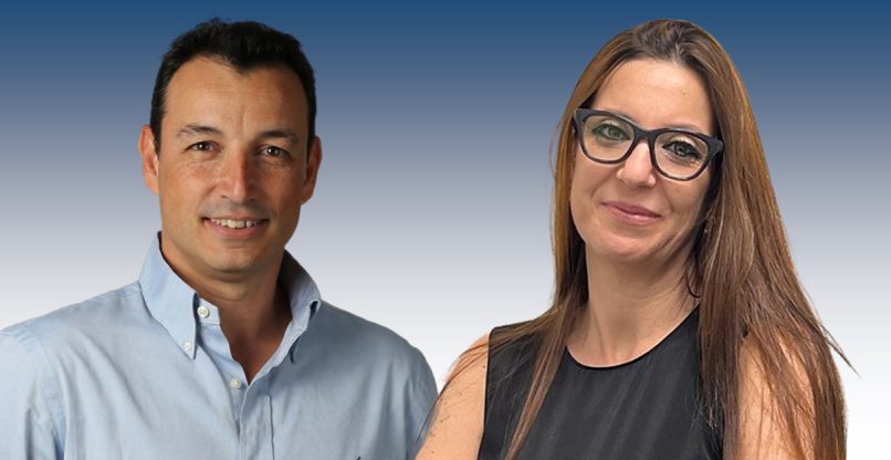 שרון אקשטיין, מנהלת תחום פתרונות DevSecOps במטריקס מוצרי תוכנה, ושלומי צרפתי, מנהל מכירות אזורי ב-סינופסיס.