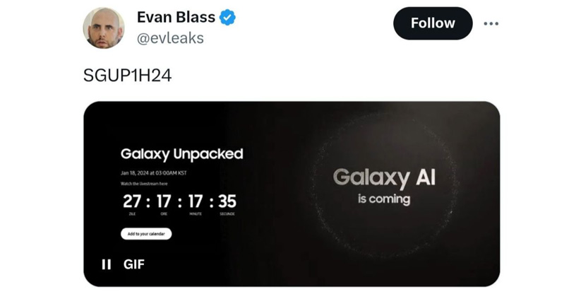 גם ההזמנה לאירוע Unpacked של סמסונג הודלף על ידי איוון בלאס.