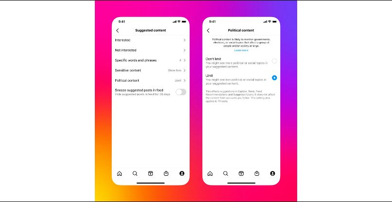תהפוך לעניין של בחירה. החשיפה להמלצות על תוכן פוליטי באינסטגרם ות'רדס.