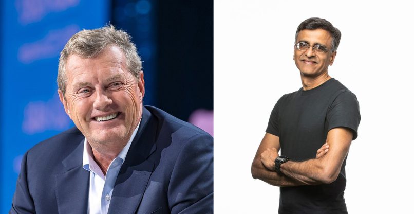 שינויי הנהגה משמעותיים. מימין לשמאל: סרידהאר ראמסוואמי, מנכ"לה החדש של סנופלייק; פרנק סלוטמן, המנכ"ל המוערך של סנופלייק שפרש כעת.