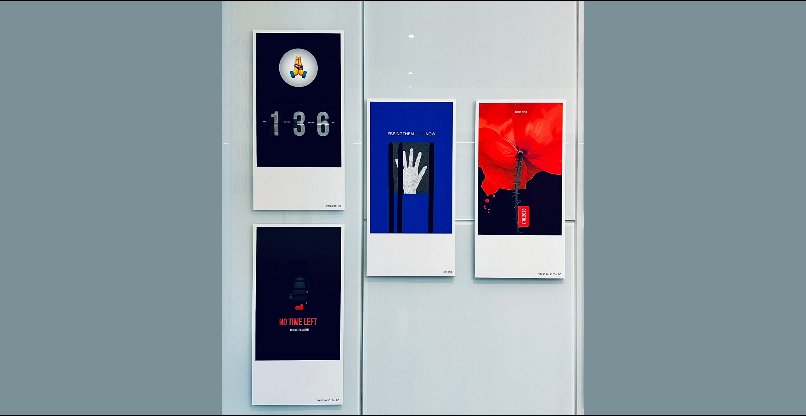 כמה מהיצירות בתערוכה 'ויהי בוקר'.