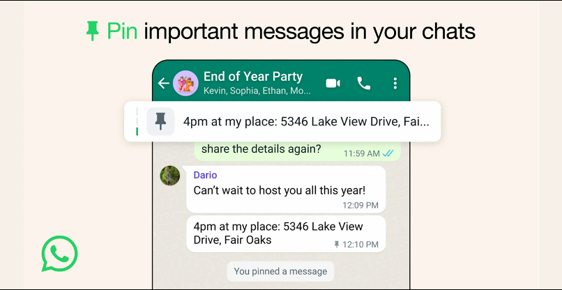 מעכשיו תוכלו להצמיד שלוש הודעות לראש השיחות בה. ווטסאפ.