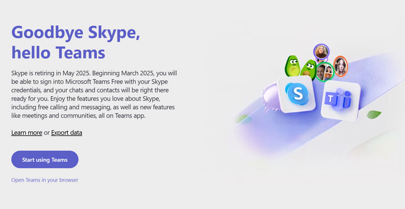 ההודעה באתר של סקייפ, היום (ב').