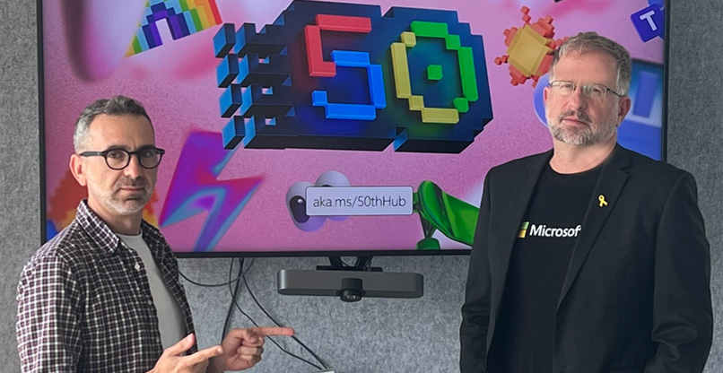 מימין: עופר פיבושביץ, Azure GTM South-East Europe במיקרוסופט, ובני אשכנזי, מנהל טכנולוגיות שותפים במיקרוסופט.