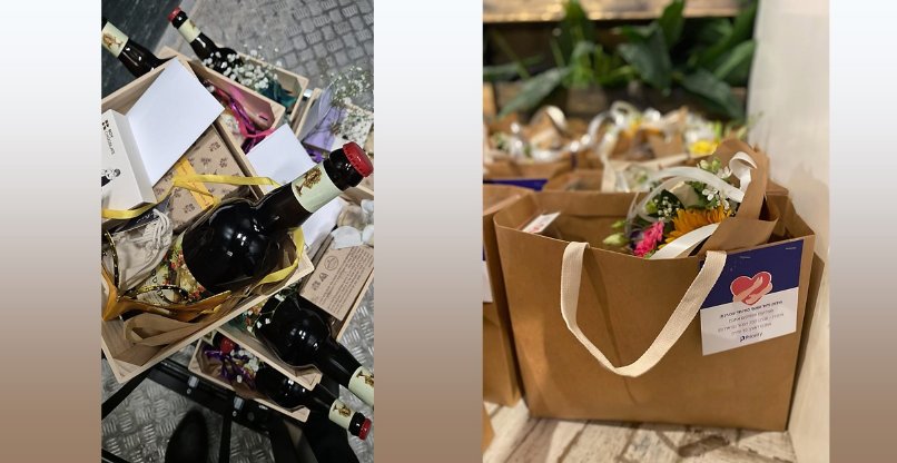 עשייה לטובת רווחת העובדים במלחמה. מימין - השי של פריוריטי. משמאל - מה שעשתה NTT ישראל למען העובדים.