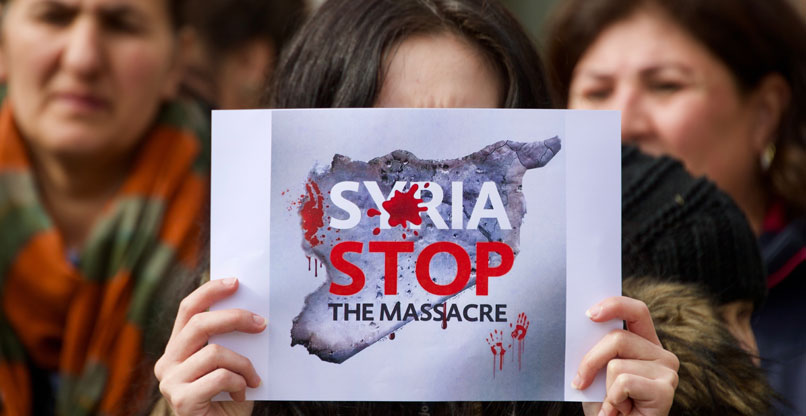 הפגנה בפרנקפורט נגד הטבח בסוריה.