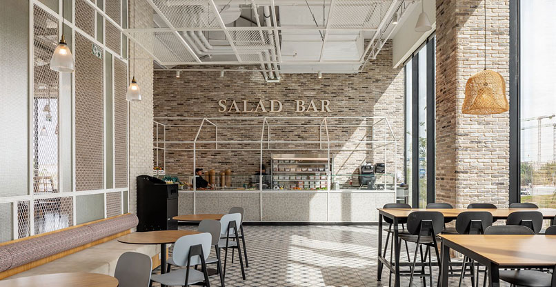 מתחם ההסעדה בקמפוס החדש של בנק דיסקונט במתחם האלף במערב ראשון לציון.