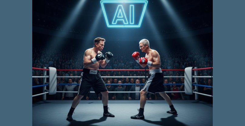 יתקוטטו בתביעת AI. טים קוק, מנכ"ל אפל, ואילון מאסק, מנכ"ל xAI.