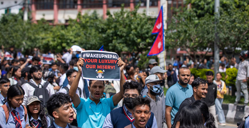 הפגנה בקטמנדו, בירת נפאל, אתמול (ב').